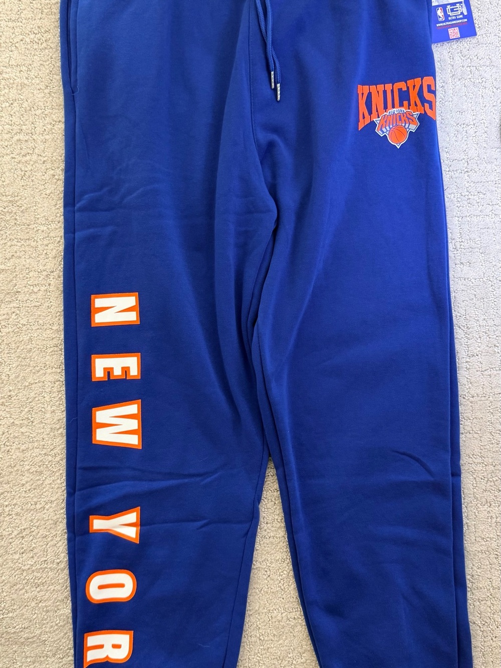 NWT Ultra Game NBA New York Knicks Glitz & Glamour Joggers Royal Blue Men's